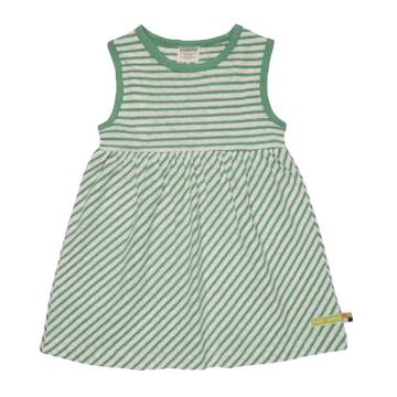 Rochie din in și bumbac cu dungi verzi