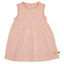 Rochie din in și bumbac cu dungi corai