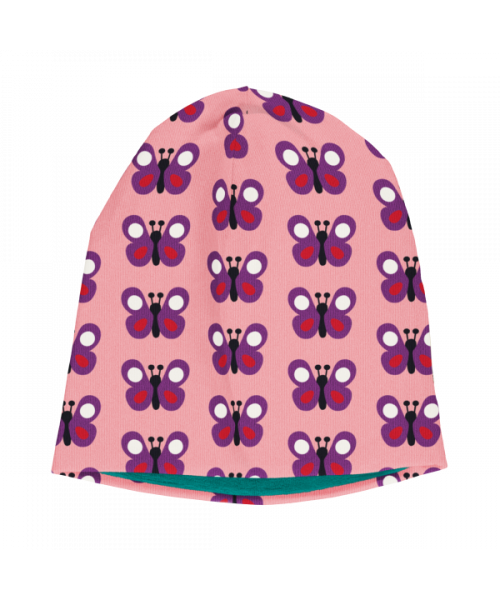 Căciulă adult din bumbac organic cu interior velur, Garden Butterfly