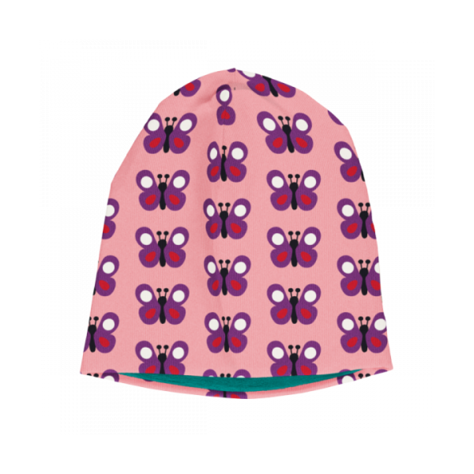 Căciulă adult din bumbac organic cu interior velur, Garden Butterfly