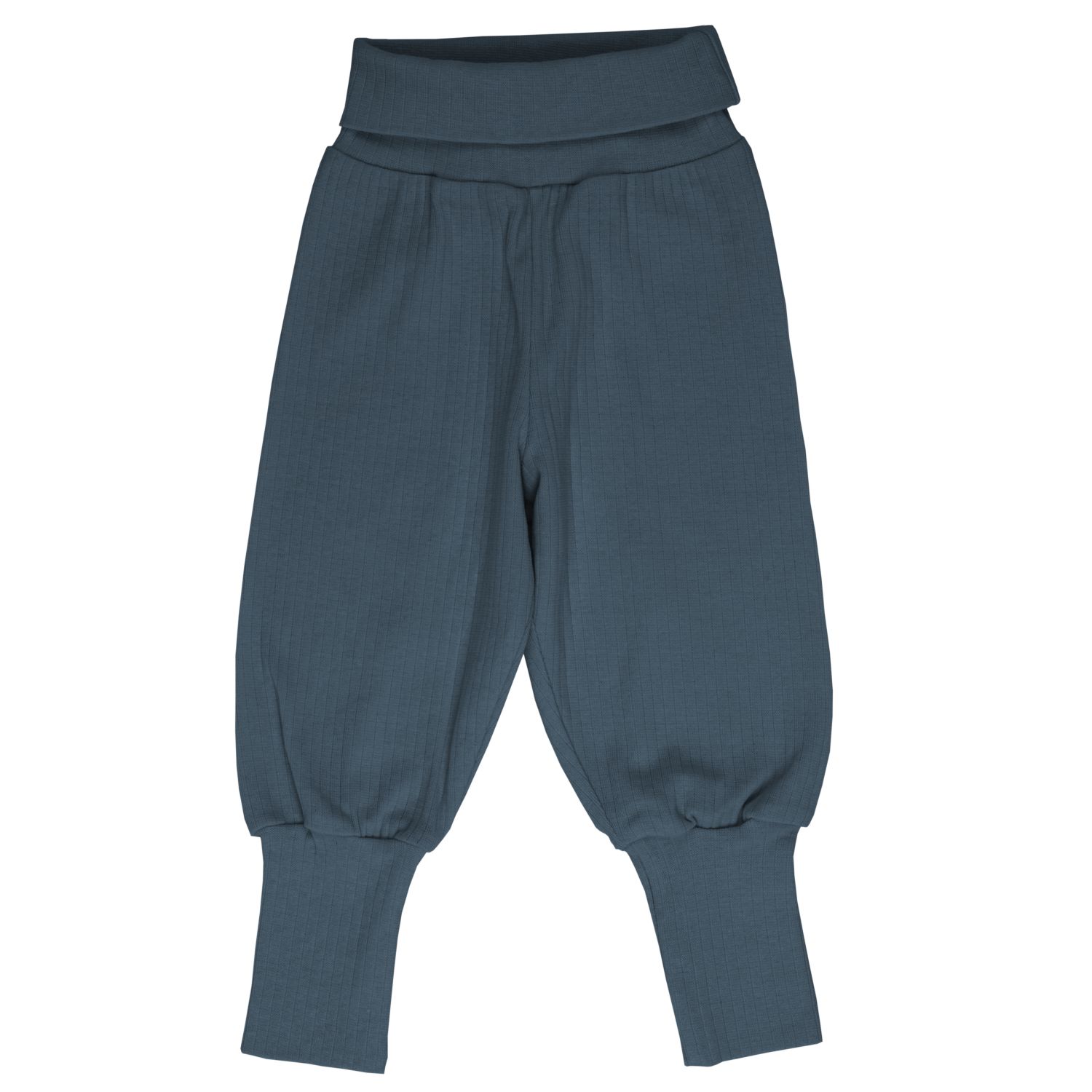 Pantaloni copii cu talie înaltă din bumbac organic rib, Rainfall