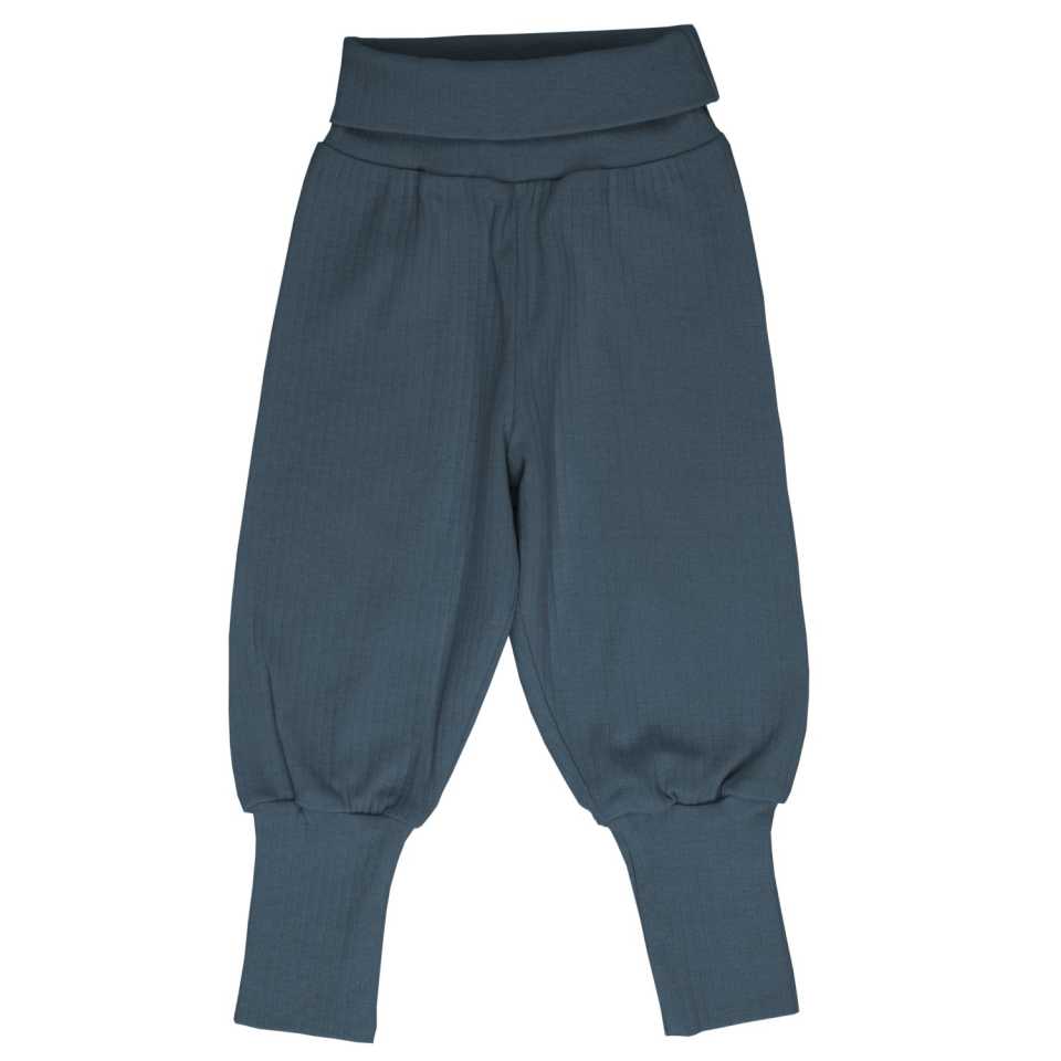 Pantaloni copii cu talie înaltă din bumbac organic rib, Rainfall