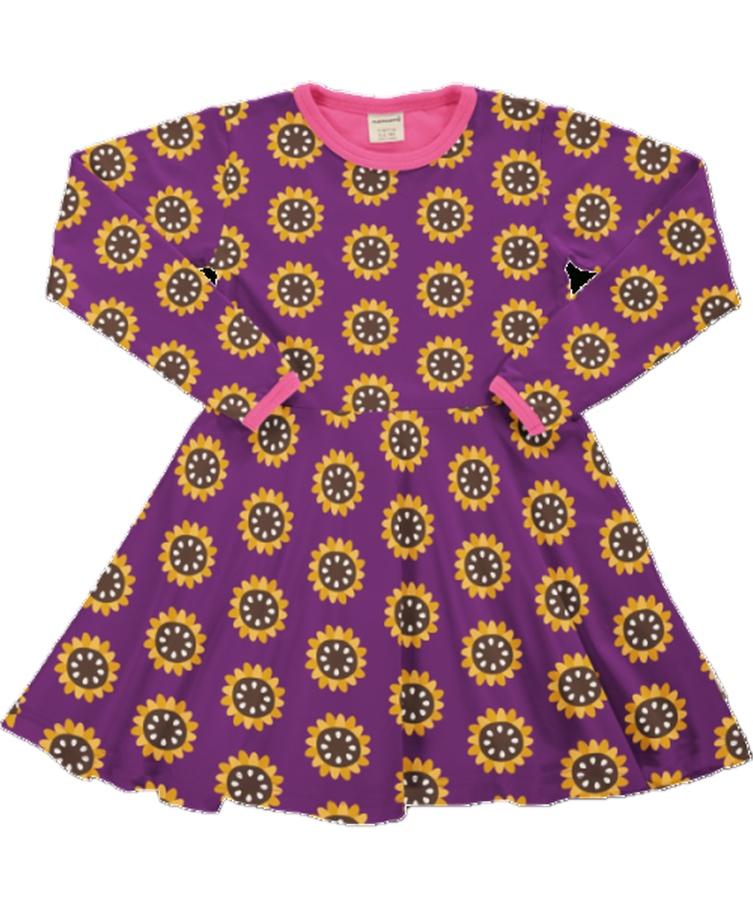 Rochie cu fustă amplă circulară, mânecă lungă, Garden Sunflower