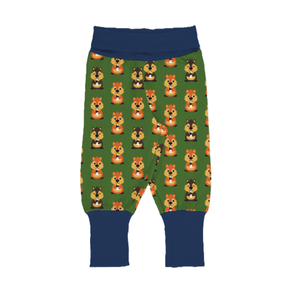 Pantaloni rib din bumbac organic, Garden Squirrel