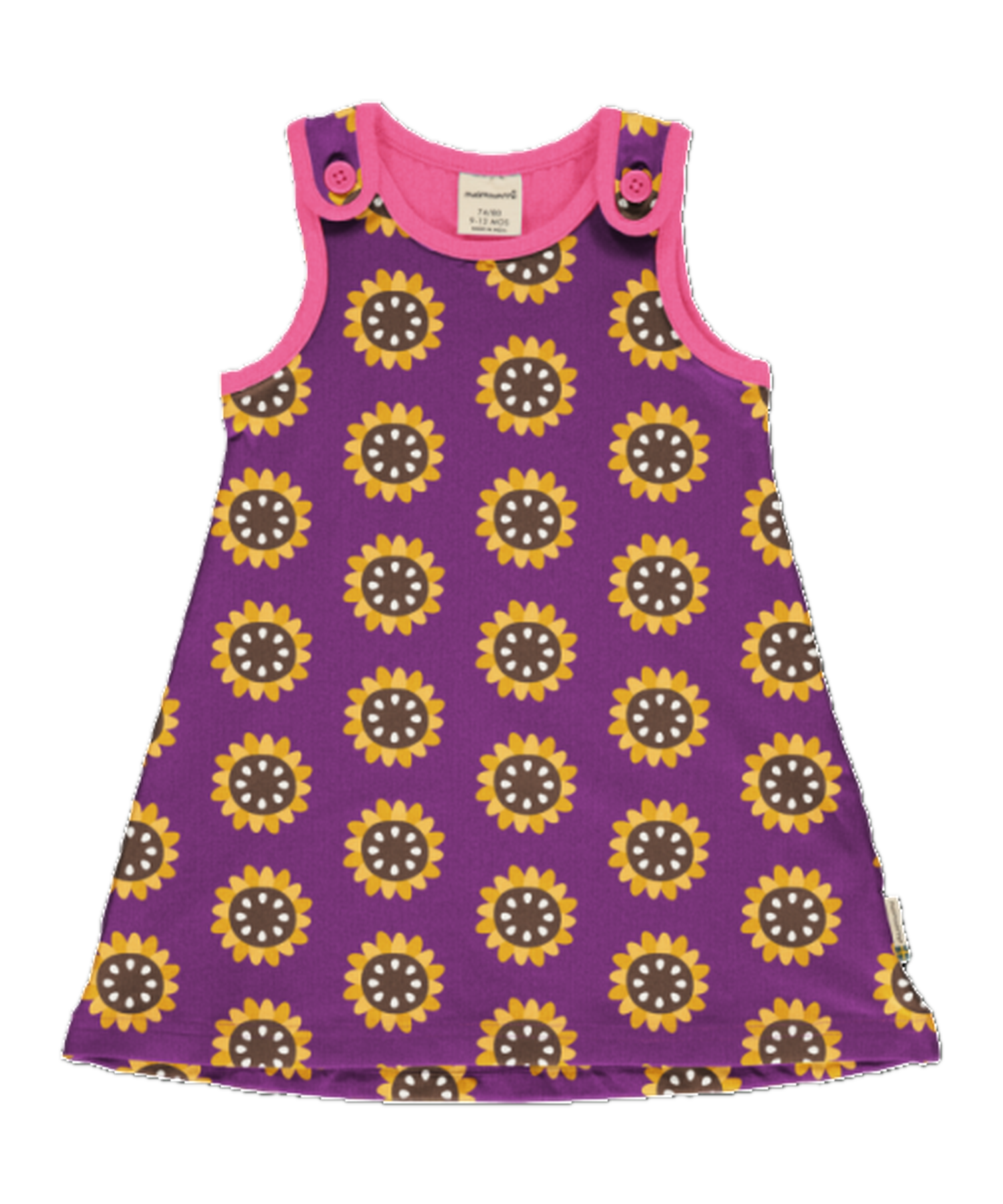 Rochie cu bretele din bumbac organic, Garden Sunflower