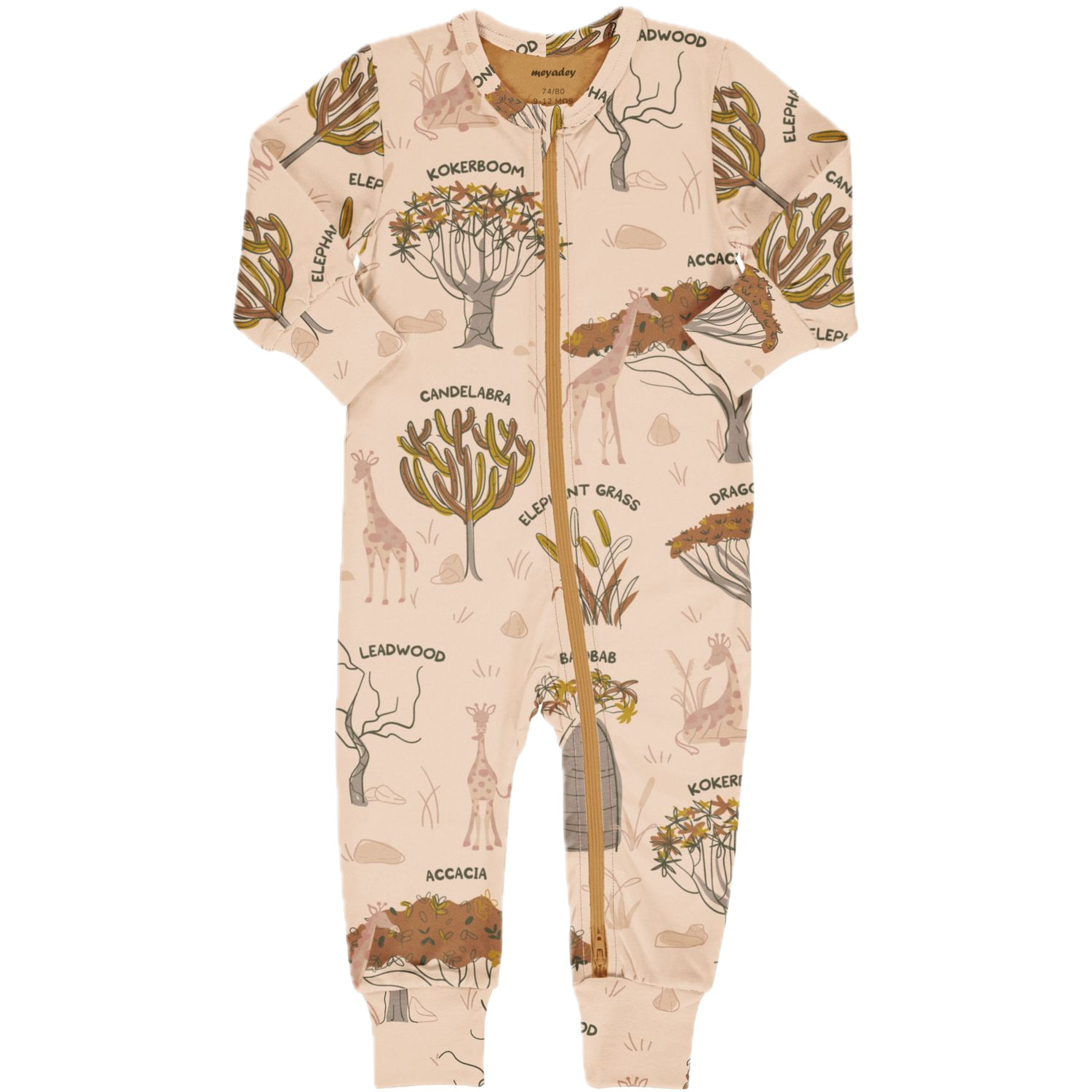 Salopetă-pijama cu mânecă lungă și fermoar, Savanna Woodland