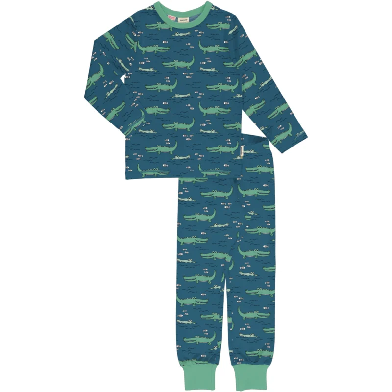 Pijama două piese copii cu imprimeu crocodili