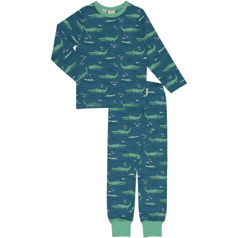 Pijama două piese copii cu imprimeu crocodili