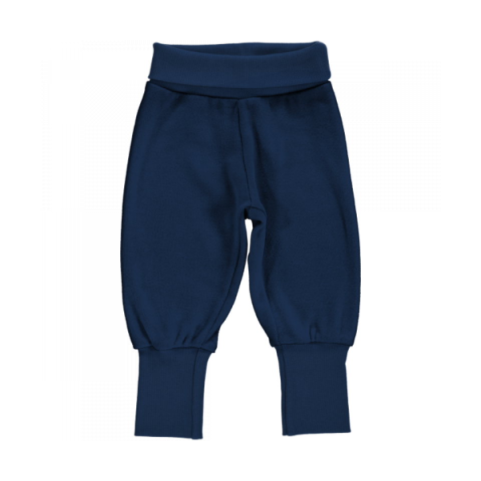 Pantaloni velur copii bleumarin, cu talie și manșete rib