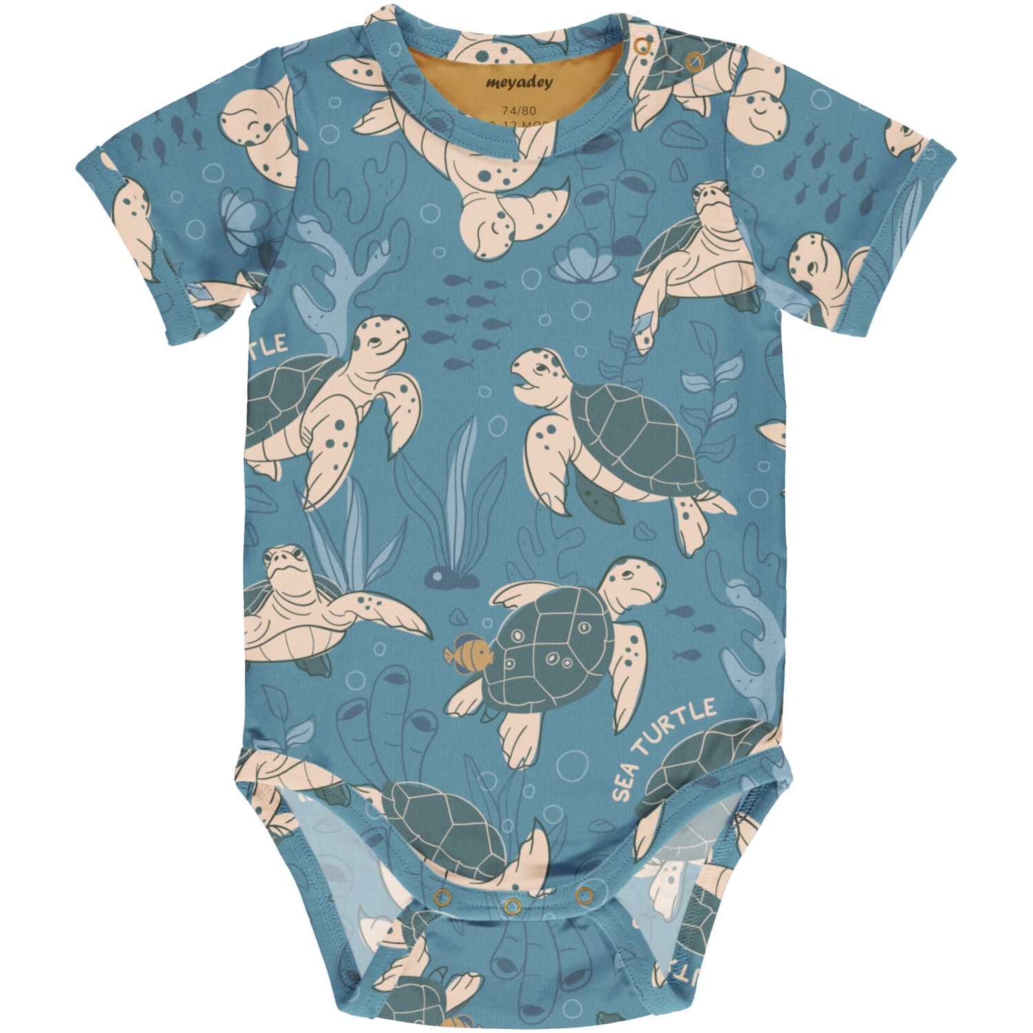 Body bebeluși cu mânecă scurtă și imprimeu broaște țestoase