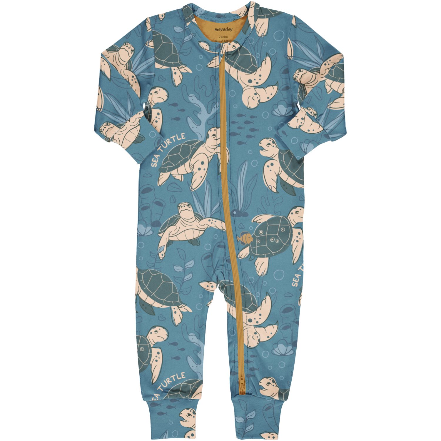 Salopetă bebeluși din bumbac organic cu imprimeu broaște țestoase