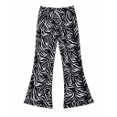 Pantaloni evazați cu imprimeu zebră pentru fete