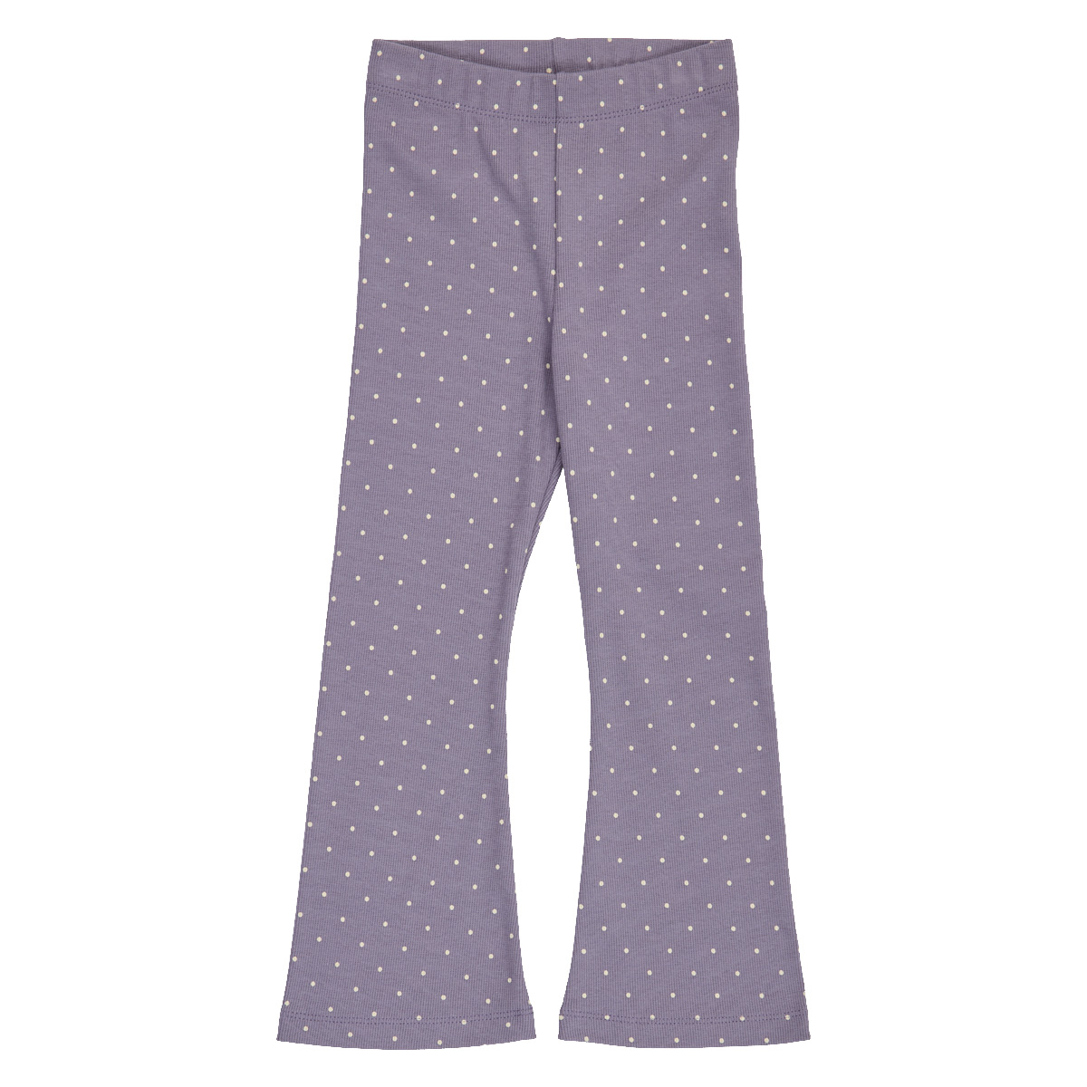 Pantaloni evazați din rib cu imprimeu buline, Lilac Fog