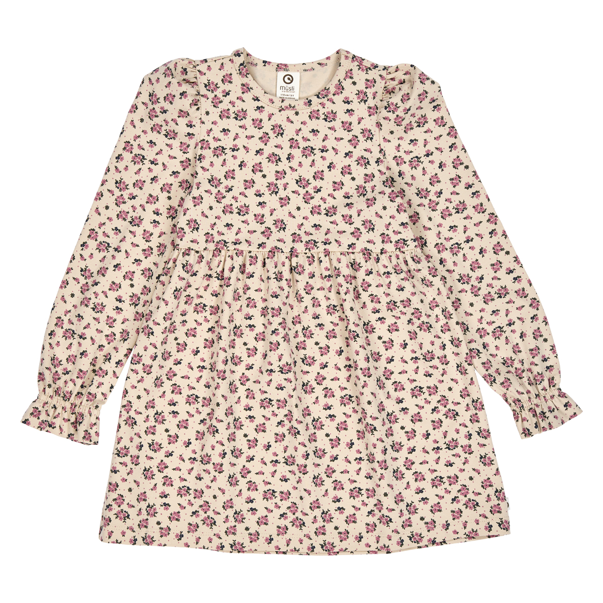 Rochie cu imprimeu floral și volănașe la mâneci