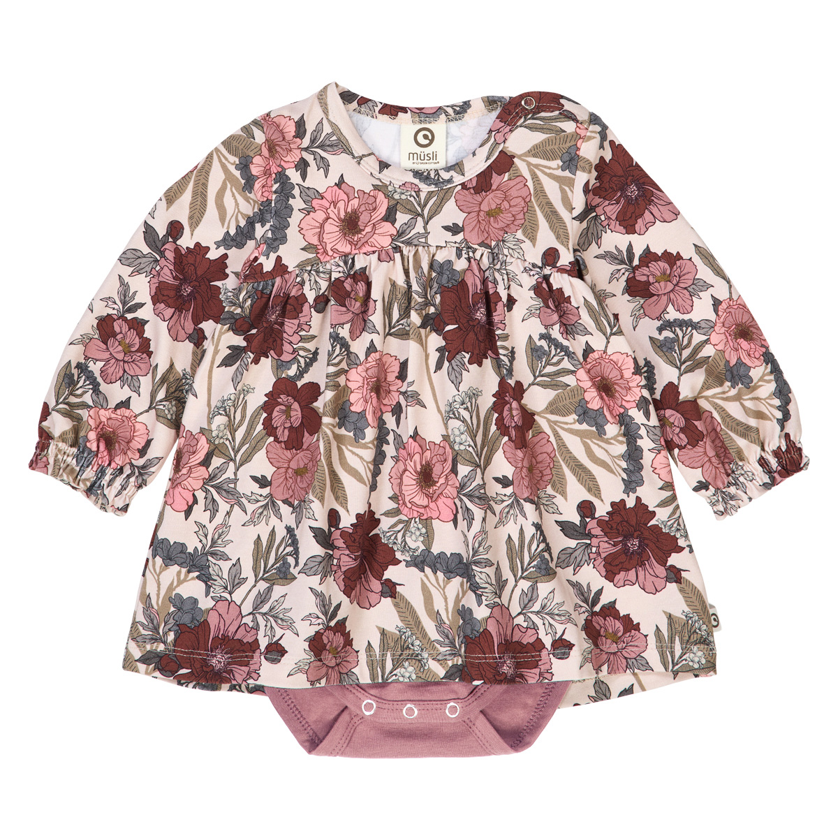 Rochie tip body cu imprimeu floral și volănașe la mâneci