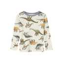 Bluză crem cu dinozauri din lână merinos