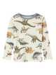 Bluză crem cu dinozauri din lână merinos