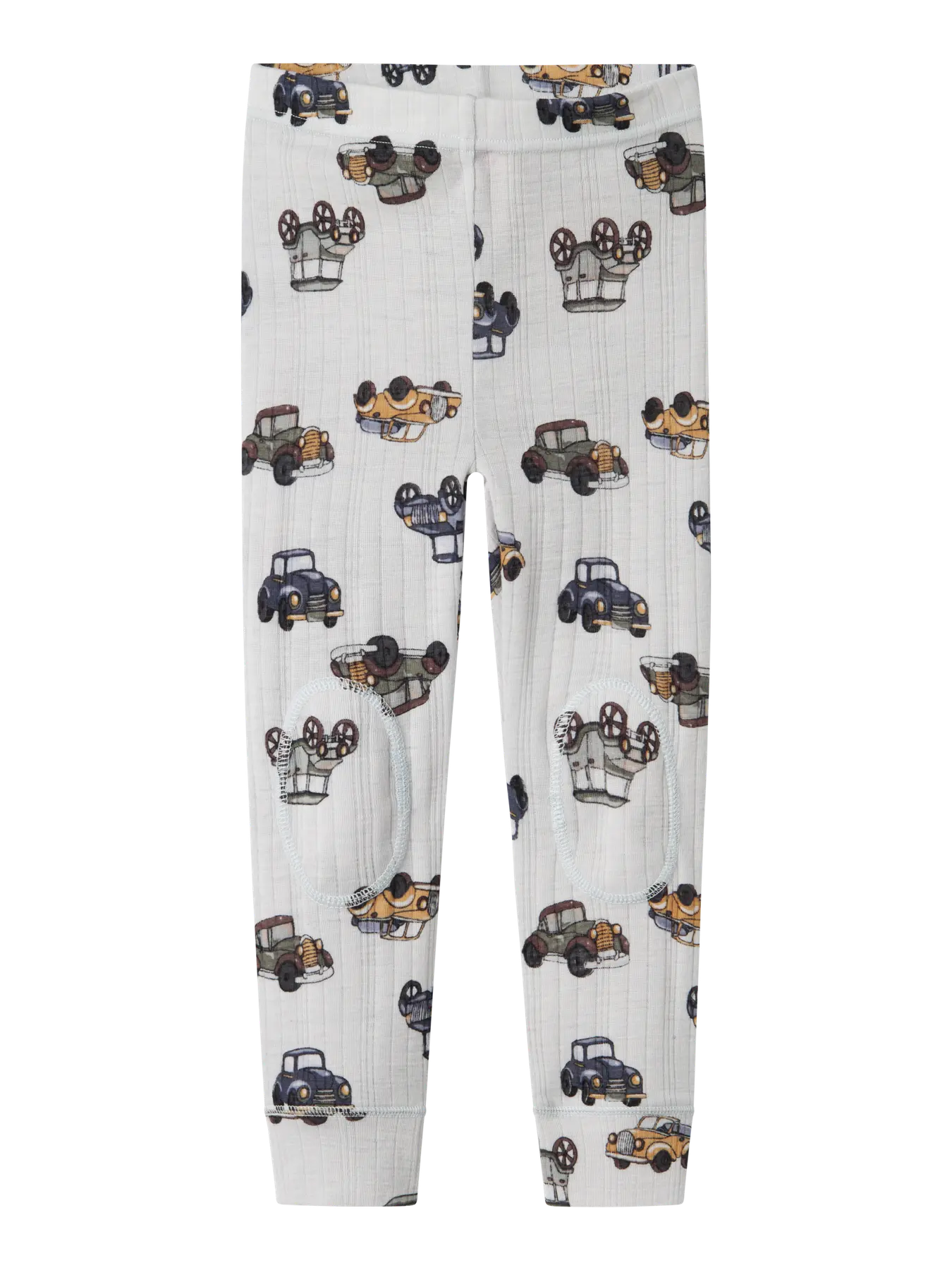 Colanți din lână merinos cu imprimeu mașinuțe gri deschis