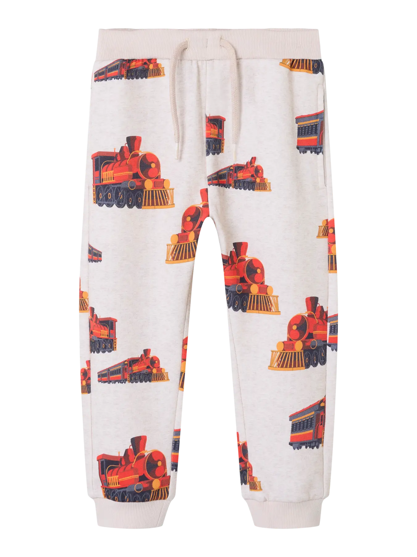 Pantaloni bej cu trenulețe din bumbac organic