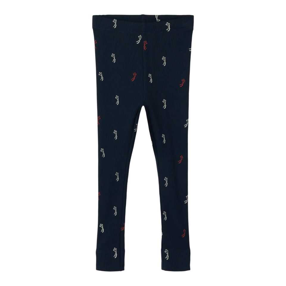 Colanți bleumarin cu striuri și imprimeu zmee