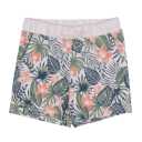 Pantaloni scurți albi cu flori tropicale roz