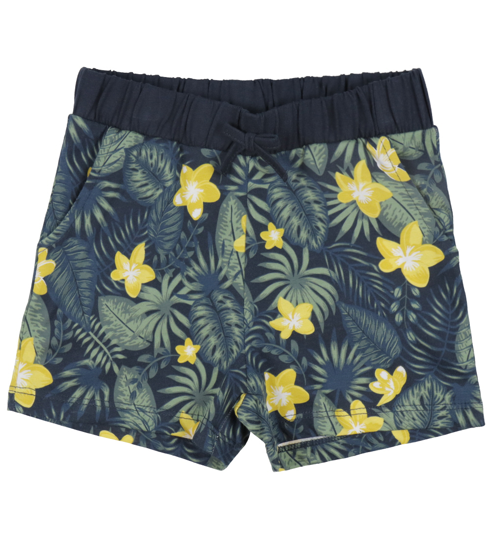 Pantaloni scurți cu flori tropicale Dark Sapphire