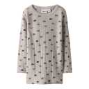 Bluză copii din lână merinos, bej cu imprimeu mașinuțe