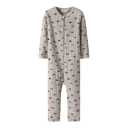 Salopetă bebeluși din lână merinos, bej cu imprimeu mașinuțe