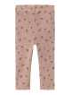 Colanți bebeluși din lână merinos cu imprimeu floricele,roz pudrat