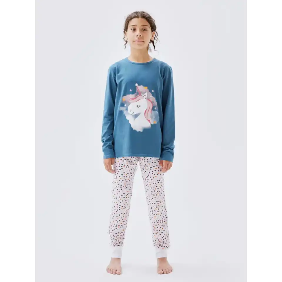 Pijamale cu unicorn Real Teal
