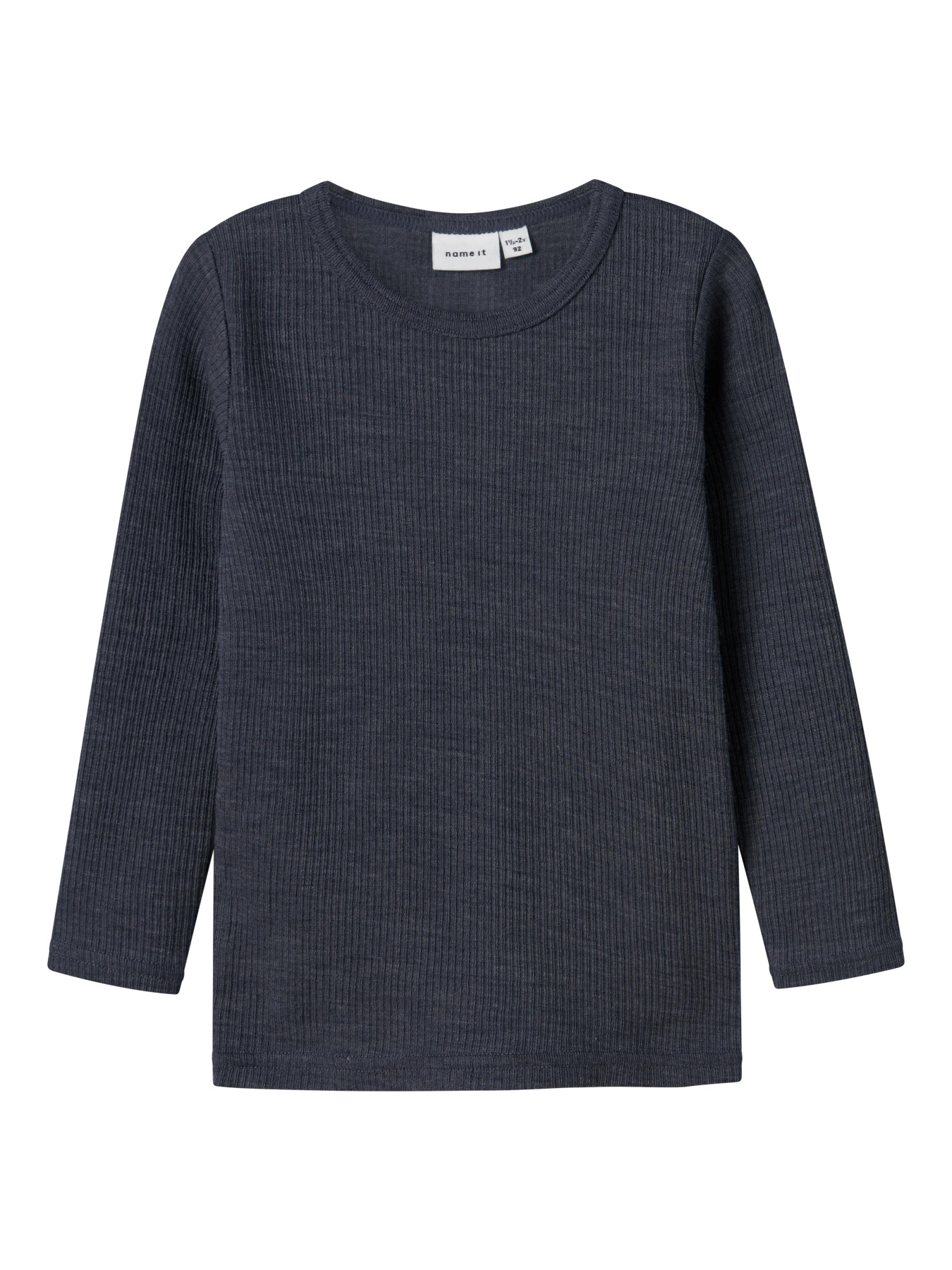 Bluză din lână merinos rib, bleumarin