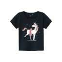 Tricou fete bleumarin cu imprimeu unicorn