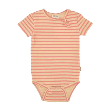 Body cu mânecă scurtă și dungi piersică