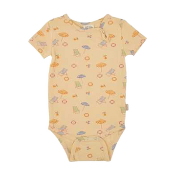 Body cu mânecă scurtă și imprimeu plajă