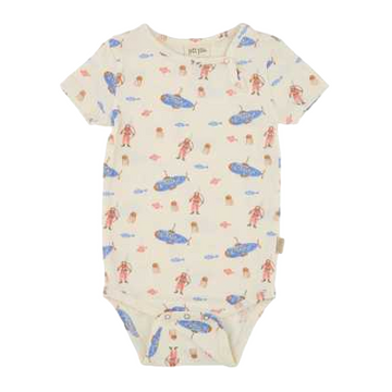 Body cu mânecă scurtă și imprimeu acvatic