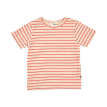Tricou cu dungi piersică din bumbac