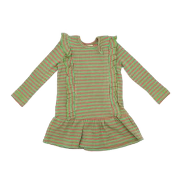 Rochiță verde/ camel cu volănașe