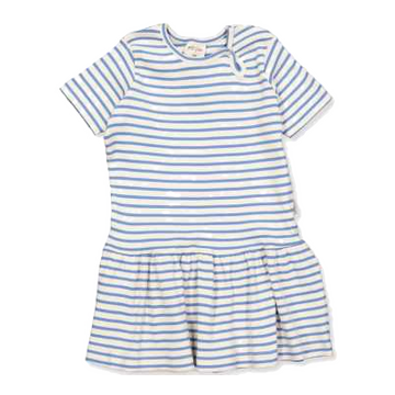 Rochiță albastră și crem din bumbac organic și modal