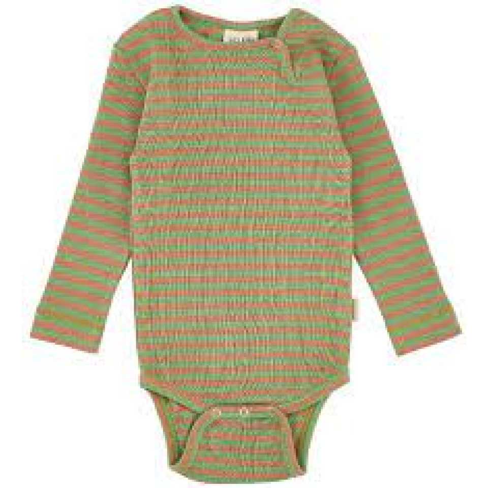 Body verde/ camel din bumbac organic și modal