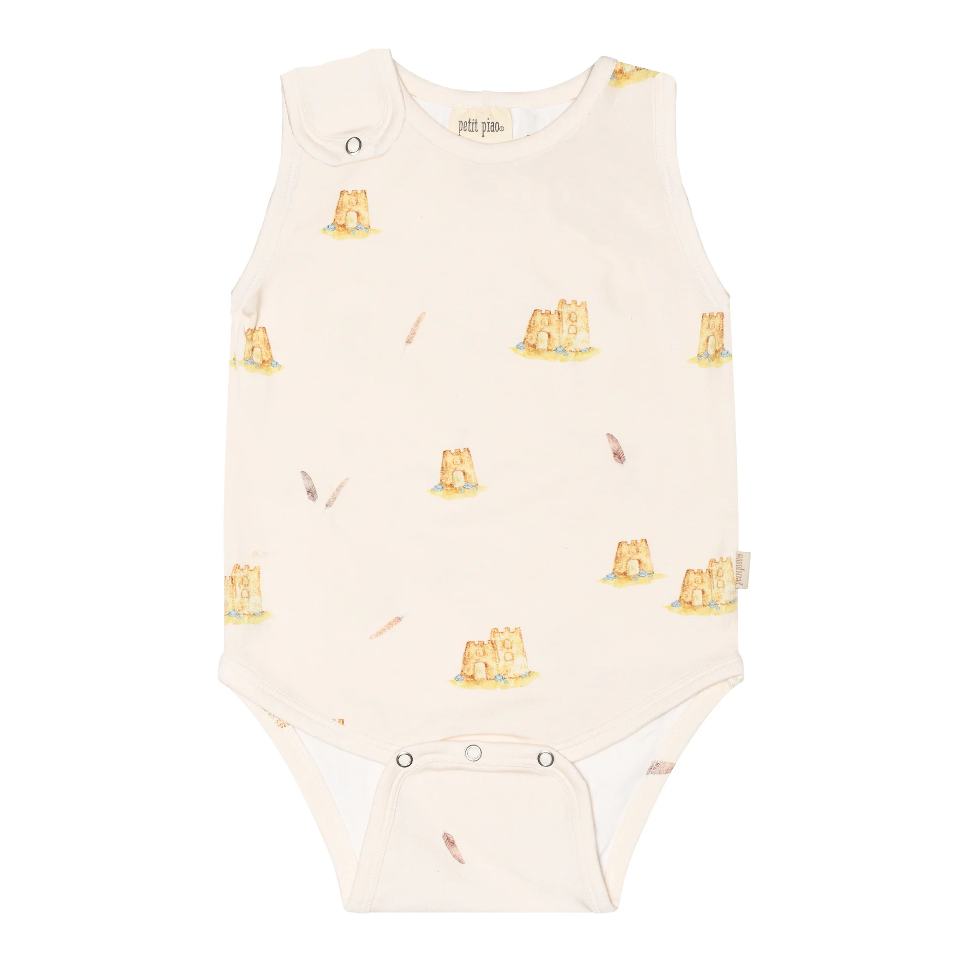 Body fără mâneci off-white cu print castel