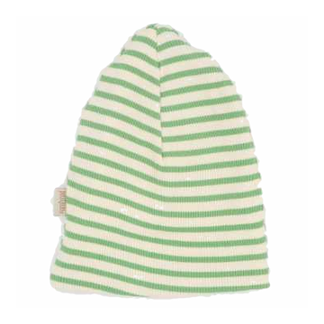 Beanie verde/ crem din bumbac și modal