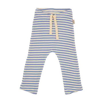 Pantaloni din bumbac organic și modal albastru/ crem