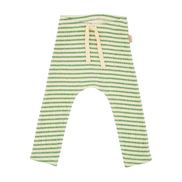 Pantaloni din bumbac organic și modal verde/ crem