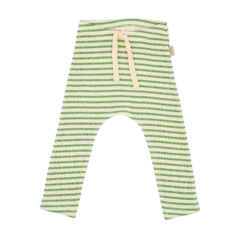 Pantaloni din bumbac organic și modal verde/ crem