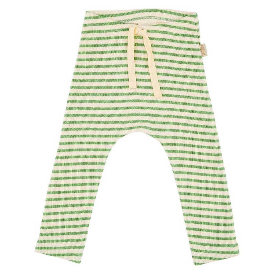 Pantaloni din bumbac organic și modal verde/ crem