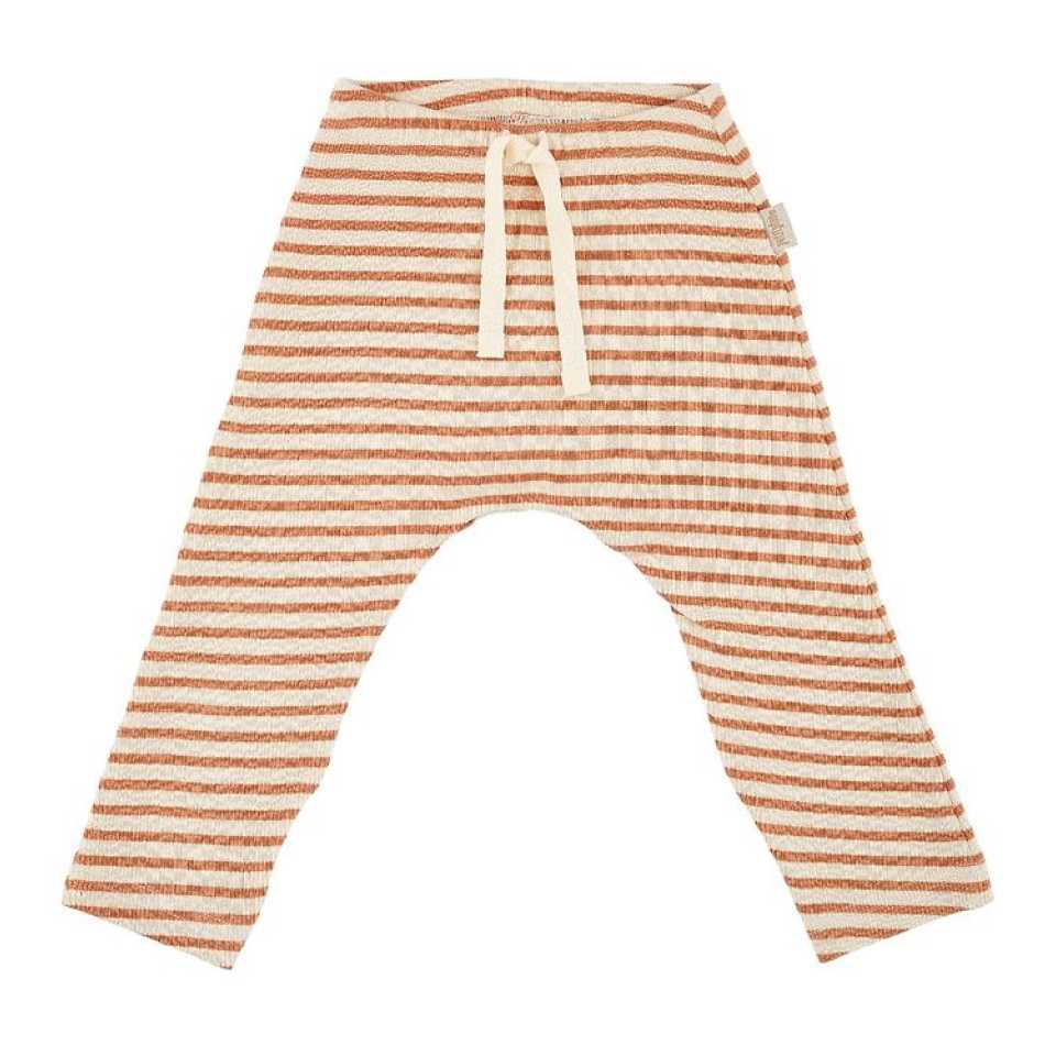 Pantaloni din bumbac organic și modal camel / crem