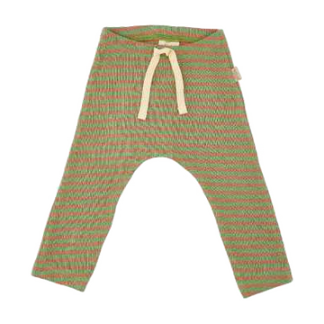 Pantaloni din bumbac organic și modal verde/ camel