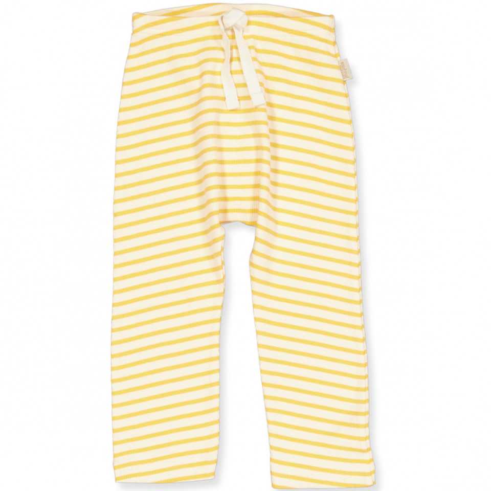 Pantaloni din bumbac organic și modal galben/ crem