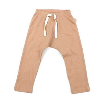 Pantaloni camel din bumbac organic și modal