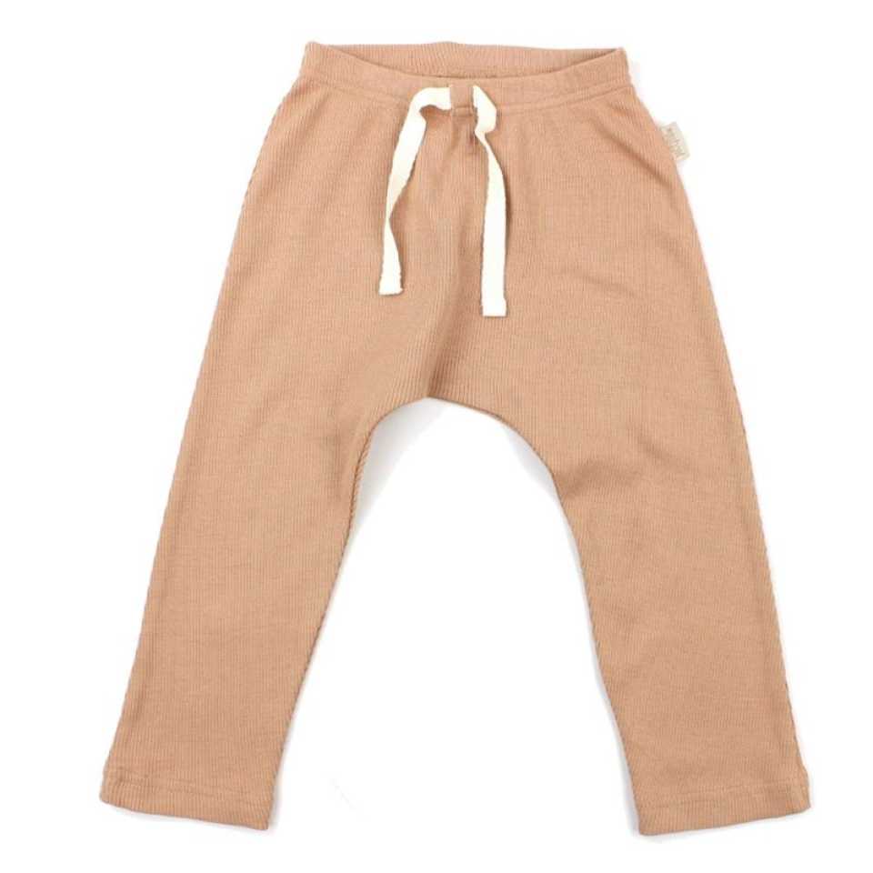 Pantaloni camel din bumbac organic și modal